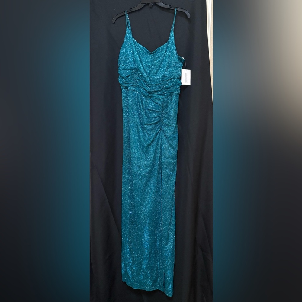 Sparkling Teal Ruched Dress